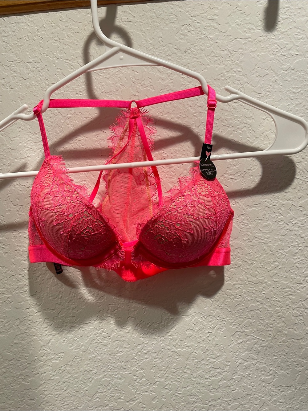 Victoria's Secret Neon Pink Lace Push-Up Bralette
